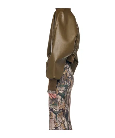 Norma Kamali Oversized Turtleneck Bomber Jacket To Waist In Brown