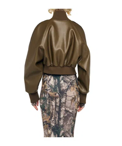 Norma Kamali Oversized Turtleneck Bomber Jacket To Waist In Brown