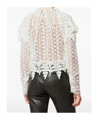Isabel Marant Hyliana Knit Cotton Lace Top In White