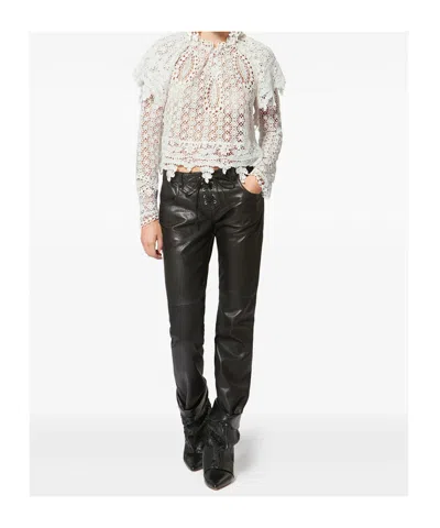 Isabel Marant Hyliana Knit Cotton Lace Top In White