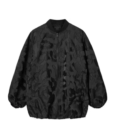 Allsaints Bayse Oversized Bomber Jacket In Black