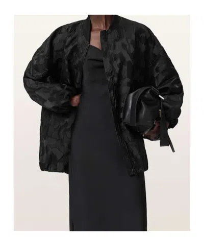 Allsaints Bayse Oversized Bomber Jacket In Black