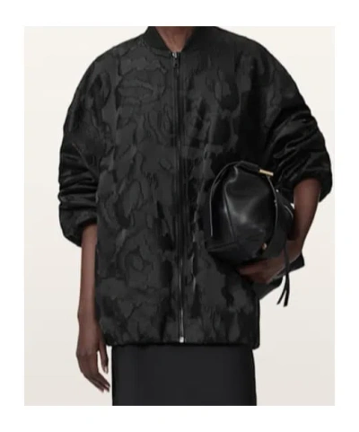 Allsaints Bayse Oversized Bomber Jacket In Black