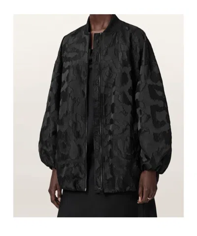 Allsaints Bayse Oversized Bomber Jacket In Black