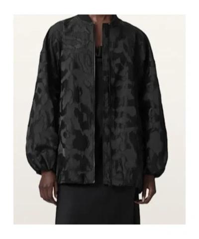 Allsaints Bayse Oversized Bomber Jacket In Black