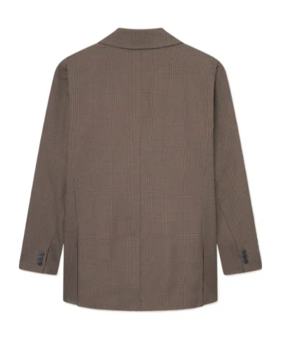 Les Deux Checked Wool Blazer In Brown