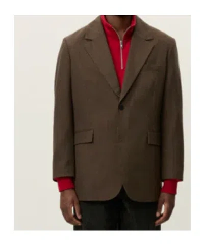 Les Deux Checked Wool Blazer In Brown