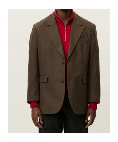 Les Deux Checked Wool Blazer In Brown