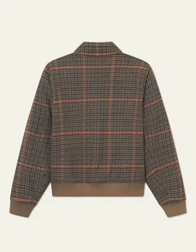 Les Deux Houndstooth Varsity Jacket Collared Ribbed Hem In Gray