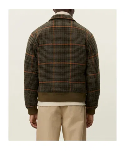 Les Deux Houndstooth Varsity Jacket Collared Ribbed Hem In Gray