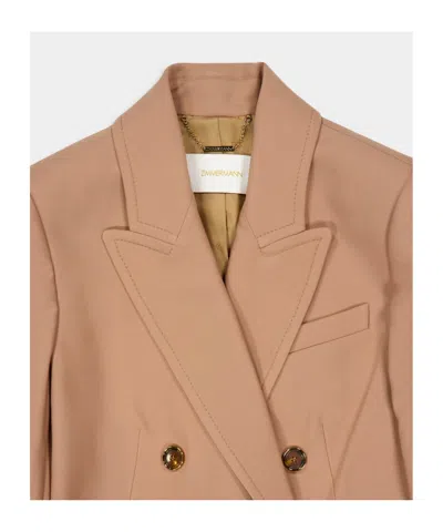 Zimmermann Double-breasted Wool Blazer In Brown