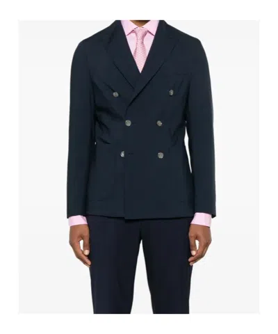 Hugo Boss Double-breasted Blazer In Blue