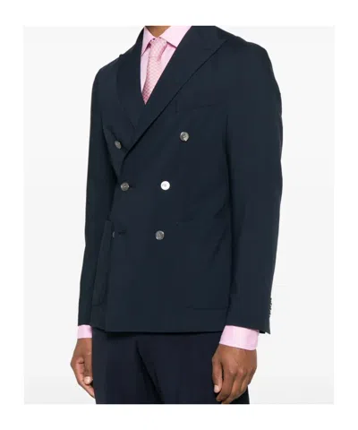 Hugo Boss Double-breasted Blazer In Blue