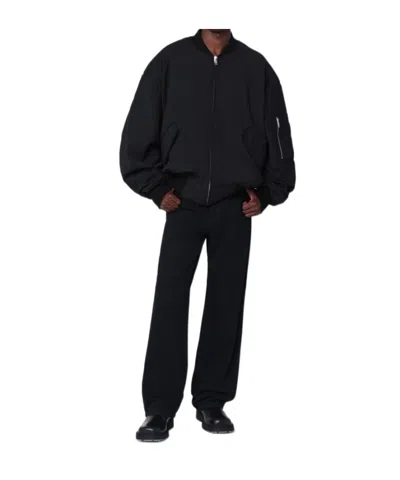 Entire Studios Black Stretch Polyester Blend Bomber Jacket In Black