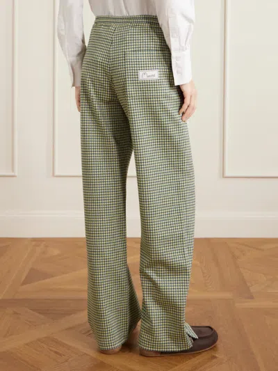 Marni Mini Check Jacquard Straight-leg Pull-on Pants In Green