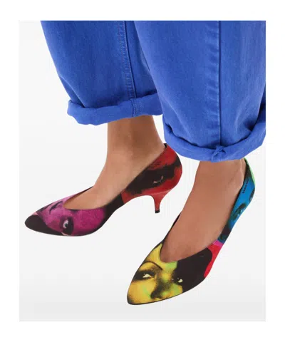 Versace Multicolor Printed Pumps In Multi