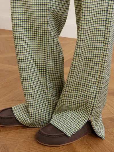 Marni Mini Check Jacquard Straight-leg Pull-on Pants In Green