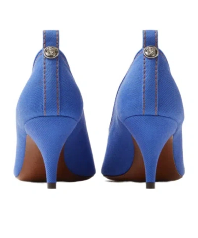 Versace Chic Medium Heeled Pointed Toe Pumps In Blue