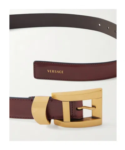 Versace Rectangular-buckle Belt In Burgundy