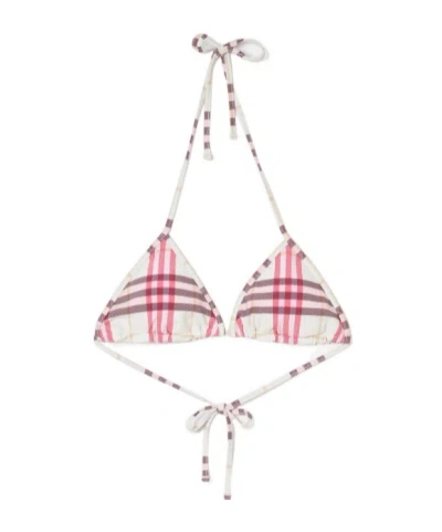 Burberry Checked Halterenck Bikini Top In Multi