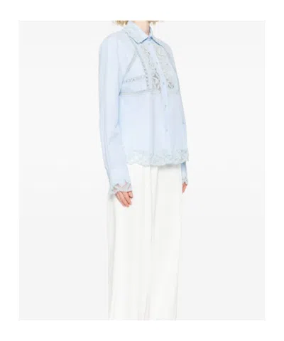 Ermanno Scervino Lace-detail Shirt In Blue