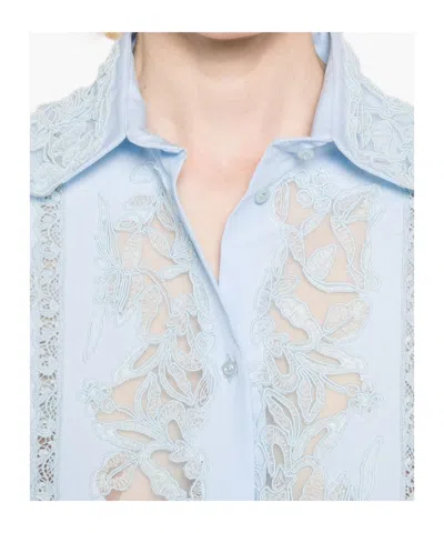 Ermanno Scervino Lace-detail Shirt In Blue