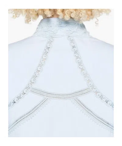 Ermanno Scervino Lace-detail Shirt In Blue