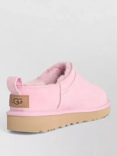 Ugg Micro Suede Boots Pull Tab Rubber Sole In Pink