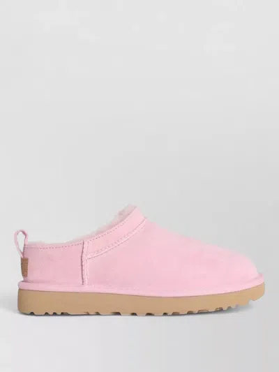 Ugg Micro Suede Boots Pull Tab Rubber Sole In Pink