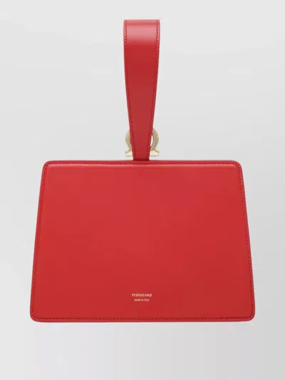 Ferragamo Structured Wallet Top Handle Gold Hardware