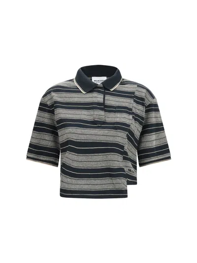 Isabel Marant Étoile Black Cotton Polo Shirt In Multi