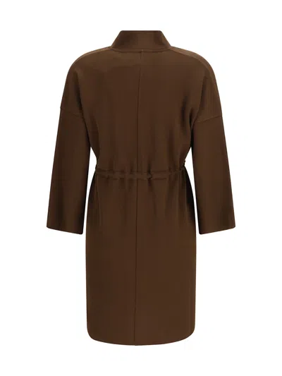 Ella Deconstructed Drawstring Cardigan In Brown