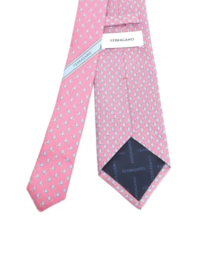 Ferragamo Patterned Silk Tie In Pink