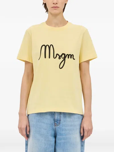 Msgm Logo-print T-shirt In Multi