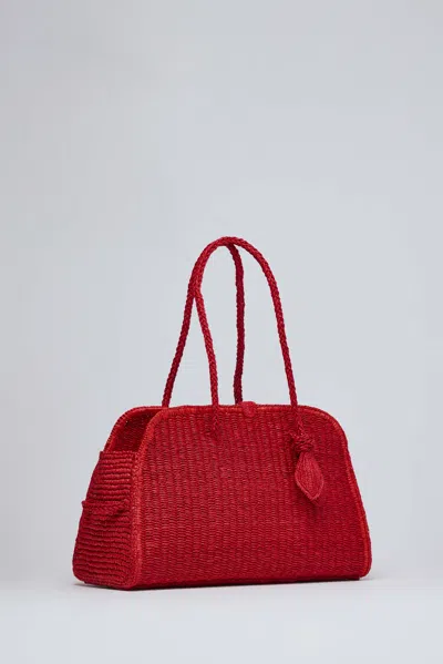 Jacquemus Medium Le Turismo Raffia Shoulder Bag In Burgundy