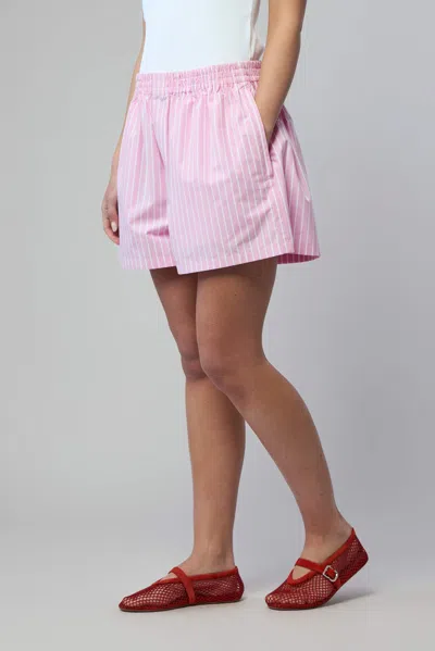 Balenciaga Pink And White Striped Cotton Boxer Shorts In Pink