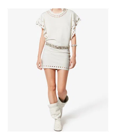 Isabel Marant Étoile Orlane Eyelet Ruffle-sleeve Mini T-shirt Dress In White