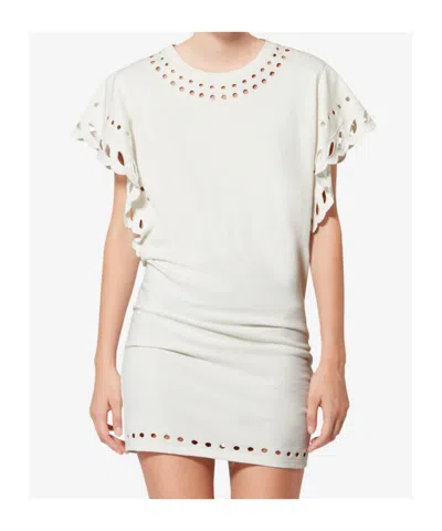 Isabel Marant Étoile Orlane Eyelet Ruffle-sleeve Mini T-shirt Dress In White