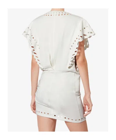 Isabel Marant Étoile Orlane Eyelet Ruffle-sleeve Mini T-shirt Dress In White