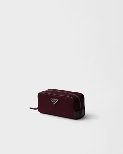 Prada Speedrock Nylon And Leather Pouch Bag In Burgundy