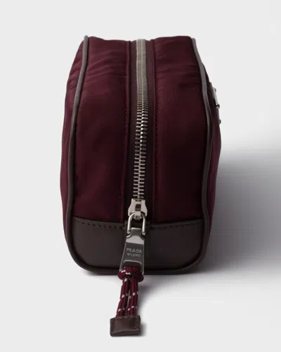 Prada Speedrock Nylon And Leather Pouch Bag In Burgundy