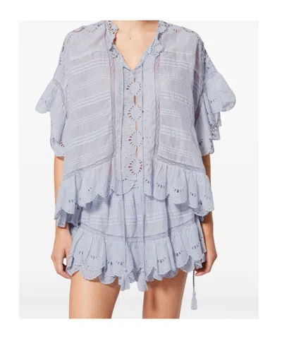Isabel Marant Etoile White Floral Lace And Cotton Kaftan-style Payton Top Marant Etoile In Yellow