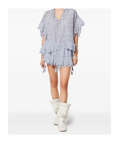 Isabel Marant Etoile White Floral Lace And Cotton Kaftan-style Payton Top Marant Etoile In Yellow