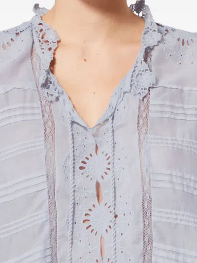 Isabel Marant Etoile White Floral Lace And Cotton Kaftan-style Payton Top Marant Etoile In Yellow