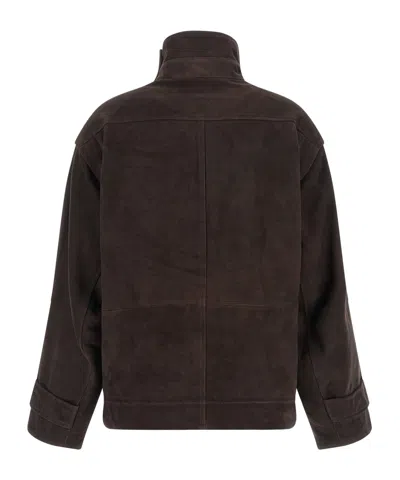 Rotate Birger Christensen Kamala Oversized Suede Jacket In Brown