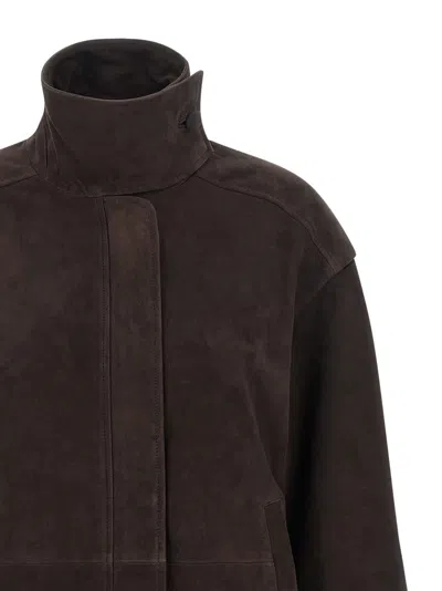 Rotate Birger Christensen Kamala Oversized Suede Jacket In Brown
