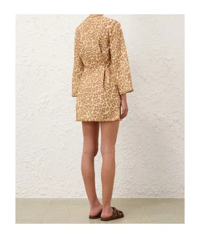 Zimmermann Awaken Braid Trim Tunic In Lemon Leopard In Brown