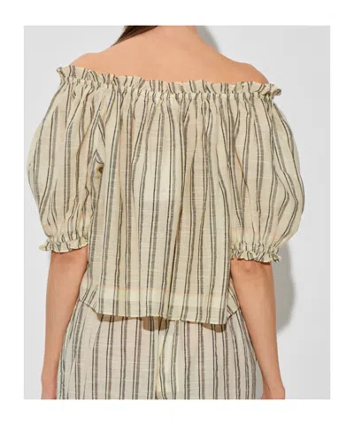 Ulla Johnson Paros Striped Cropped Cotton Top In Neutral
