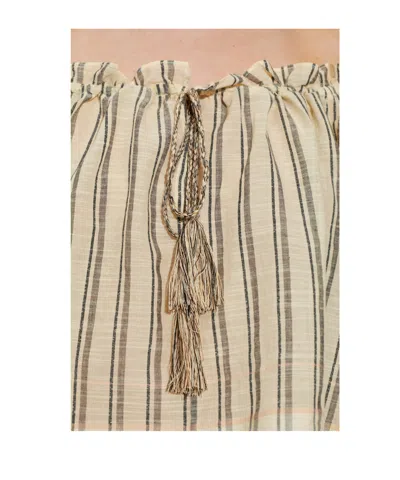 Ulla Johnson Paros Striped Cropped Cotton Top In Neutral
