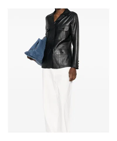 P.a.r.o.s.h Maciock Button-front Leather Jacket In Black